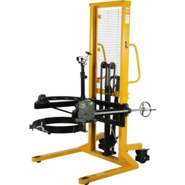 Tynnyrinostin kallistustoiminnolla käsipumpulla - 450 kg kapasiteetti - 210 L tynnyreille - Keltainen teräs