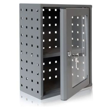 WFI - Säilytyskaappi pleksilasiovella - 30x40x15 cm - 1 hylly teräs harmaa