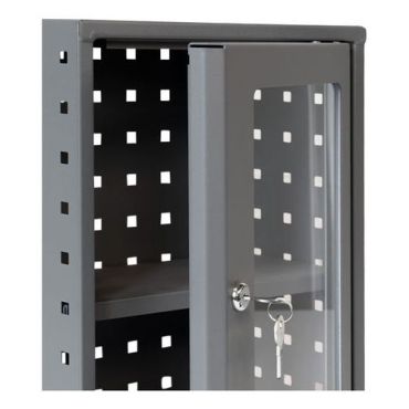 WFI - Säilytyskaappi pleksilasiovella - 30x40x15 cm - 1 hylly teräs harmaa