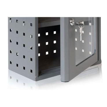 WFI - Säilytyskaappi pleksilasiovella - 30x40x15 cm - 1 hylly teräs harmaa