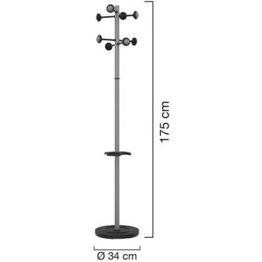 Unilux - Naulakko sateenvarjotelineellä - Harmaa 8 koukkua teräs 175 cm
