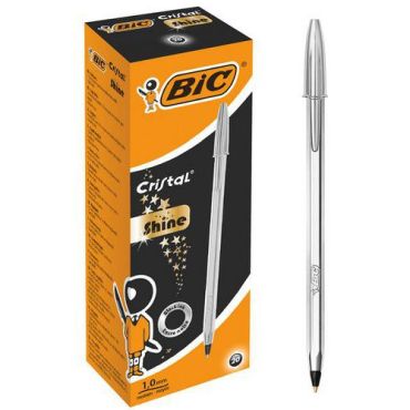 Bic - Kuulakärkikynä cristal original shine hopea muste musta - bic
