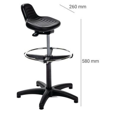 Manutan Expert - Työtuoli istuma-/seisomamalli jalkarenkaalla - Säädettävä korkeus 58-80cm - Ergonominen - 100kg kantavuus