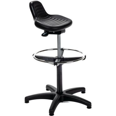 Manutan Expert - Työtuoli istuma-/seisomamalli jalkarenkaalla - Säädettävä korkeus 58-80cm - Ergonominen - 100kg kantavuus