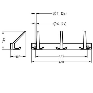 Gardelux By Hermeta - Seinään kiinnitettävä naulakko 3 koukkua - Valkoinen 41 cm - Kestävä ja tyylikäs