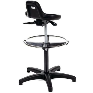 Manutan Expert - Työtuoli istuma-/seisomamalli jalkarenkaalla - Säädettävä korkeus 58-80cm - Ergonominen - 100kg kantavuus
