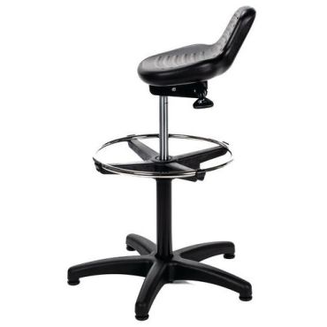 Manutan Expert - Työtuoli istuma-/seisomamalli jalkarenkaalla - Säädettävä korkeus 58-80cm - Ergonominen - 100kg kantavuus