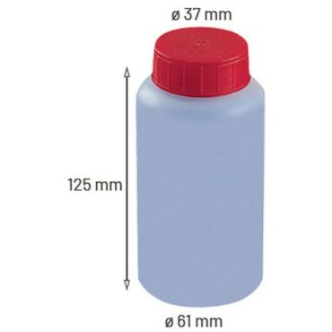 Muovipullo kierrekorkilla 250 ml - Korkeatiheyksinen polyeteeni - Keittiöön sopiva