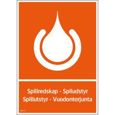 Ikasorb - Vuodontorjuntakyltti A4 - Oranssi 210 x 297 mm - Selkeä ja kestävä opaste