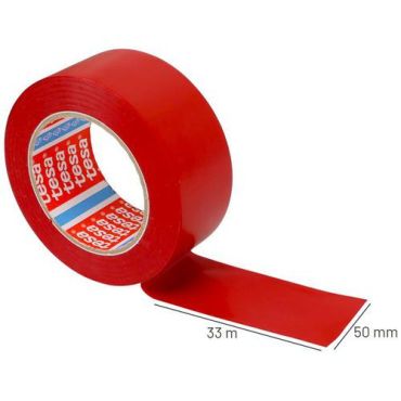 Tesa Tesaflex 4169 vinyyliteippi - Punainen 50mm x 33m - PVC akryyliliima sopii herkille pinnoille