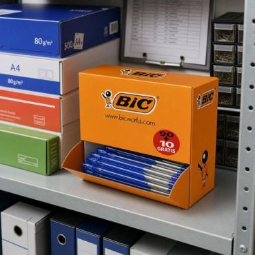 BIC - Kuulakärkikynä M10 sininen - Medium kärki 100 kpl näkyvä mustetaso