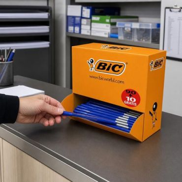 BIC - Kuulakärkikynä M10 sininen - Medium kärki 100 kpl näkyvä mustetaso