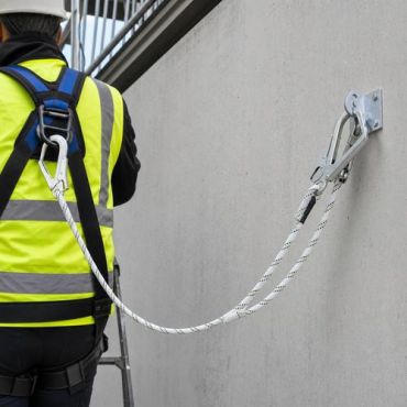 Kratos Safety - Yksittäinen turvaköysi telinekarabiinilla - 1,5 m Ø 12 mm polyamidi