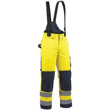 Blaklader - Highvis talvihousut henkseleillä - Huomio keltainen/Mariininsininen - Koko 40 - EN 20471 Luokka 2