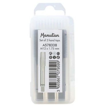 Manutan Expert - Käsikierretappisarja M12 x 1,75 mm 3 kpl - Teräs Poraamiseen