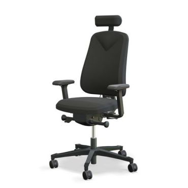 Lanab - Toimistotuoli Höganäs 280 - Musta Kangas - Säädettävä Niskatuki & Käsinojat - Ergonominen