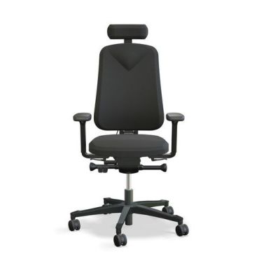 Lanab - Toimistotuoli Höganäs 280 - Musta Kangas - Säädettävä Niskatuki & Käsinojat - Ergonominen