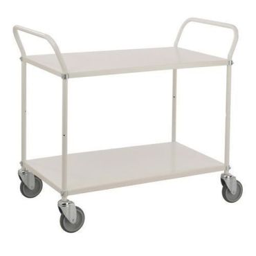 Kongamek - Rullapöytä 2 hyllyä - Valkoinen 1080x450x760mm - 250kg kapasiteetti - Kestävä teräsrakenne