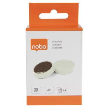 Nobo - Valkotaulumagneetti 38 mm valkoinen 2,5 kg 10 kpl