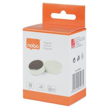 Nobo - Valkotaulumagneetti 38 mm valkoinen 2,5 kg 10 kpl