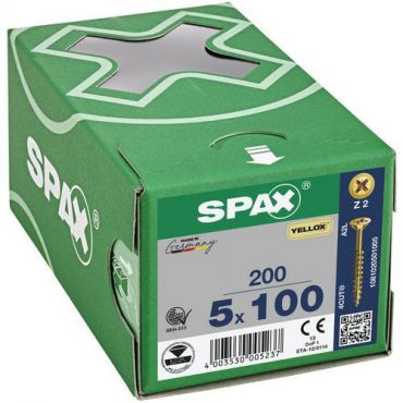 Spax - Ruuvi uppopäällä pozidriv täyskierre yellox ø 5x100