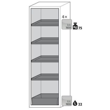 Asecos - Paloturvakaappi S-PHOENIX Vol.2-90 - 90 min paloluokka 20 L keräystilavuus 3 ovea syttyville nesteille