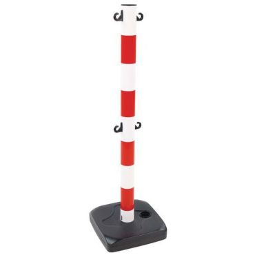 Manutan Expert - Punainen/valkoinen tolppa alustalla kaksoisketjulle - 900 mm korkea - PVC - Sisä- ja ulkokäyttöön
