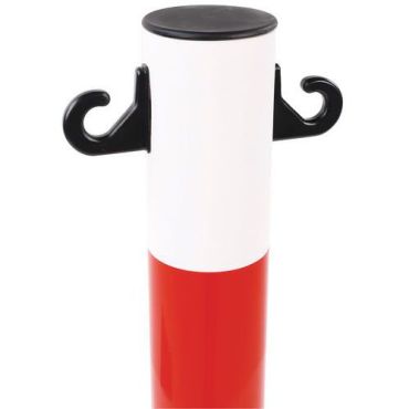 Manutan Expert - Punainen/valkoinen tolppa alustalla kaksoisketjulle - 900 mm korkea - PVC - Sisä- ja ulkokäyttöön