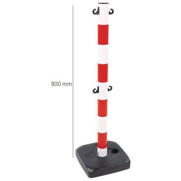 Manutan Expert - Punainen/valkoinen tolppa alustalla kaksoisketjulle - 900 mm korkea - PVC - Sisä- ja ulkokäyttöön
