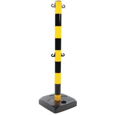 Manutan Expert - Ketjutolppa alustalla musta/keltainen 900 mm PVC sisä- ja ulkokäyttöön