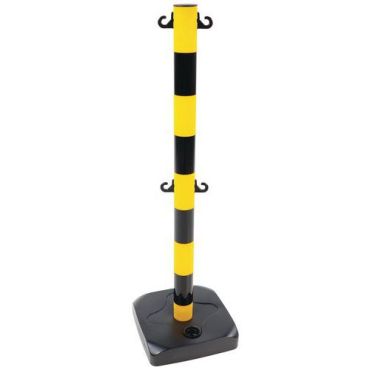 Manutan Expert - Ketjutolppa alustalla musta/keltainen 900 mm PVC sisä- ja ulkokäyttöön
