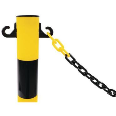 Manutan Expert - Ketjutolppa alustalla musta/keltainen 900 mm PVC sisä- ja ulkokäyttöön
