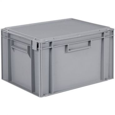 Schoeller allibert - 20 l harmaa vankka eurosäiliö saranoitu kansi 400x300x246 mm