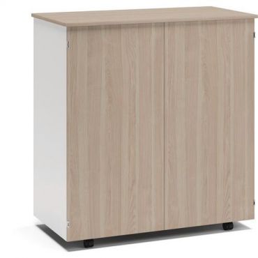 Lanab - Liikuteltava työasema cubic valkoinen/valkoinen lasitettu laminaatti tuhka