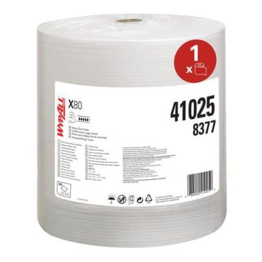 Wypall - Paperipyyhkeet rulla X80 PowerClean - Valkoinen - 475 arkkia - Teollisuuskäyttöön
