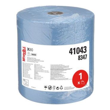 Wypall - Paperipyyhkeet rulla sininen X80 PowerClean - 475 arkkia/rulla - Kuituliina teollisuuteen