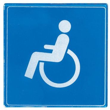Novap - Inva-WC Symbolikilpi - Sininen Pleksilasi 9x9cm - Tarrakiinnitys