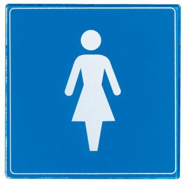 Novap - Naisten WC -kyltti sininen pleksilasi 9x9 cm tarrakiinnitys