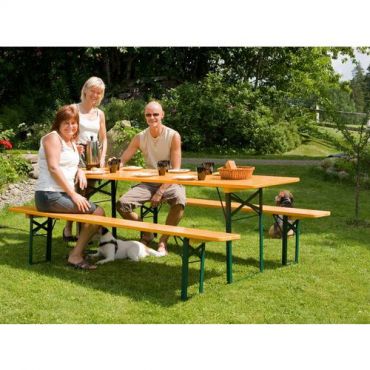 Festival-penkki 220 cm kuusi/teräs – 4 henkilölle valmis kokoonpano