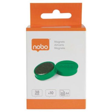 Nobo - Valkotaulumagneetti 38 mm vihreä 2,5 kg 10 kpl