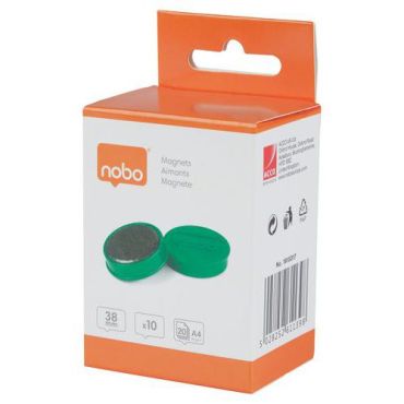 Nobo - Valkotaulumagneetti 38 mm vihreä 2,5 kg 10 kpl