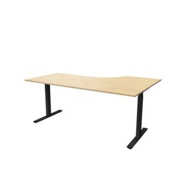 Lanab - Korkeussäädettävä työpöytä Two FB - 200x120 cm - Koivu mustat jalat
