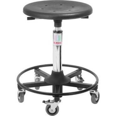 Global Professional Seating - Asentajatuoli Sigma 480RS - Säädettävä Polyuretaani-istuin Musta Pyörät