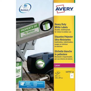 Avery - Erä 20 210x297mm laseretiketit