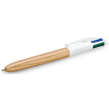 BIC - 12 kpl 4-värikyniä sisäänvedettävä Wood Style - Kierrätettävä pakkaus 100%