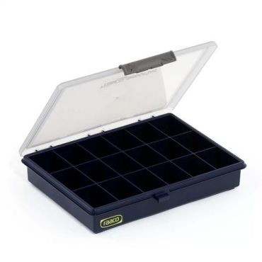 Raaco - Työkalupakki 18 osastolla - Sininen/Läpinäkyvä - Iskunkestävä - 3 kg kuorma