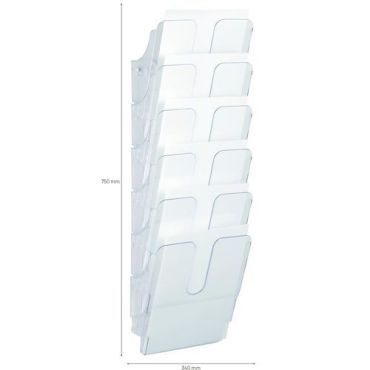 Durable - Flexiplus-seinäjärjestelijä 6 a4-kokoista pystymallista osiota kirkas