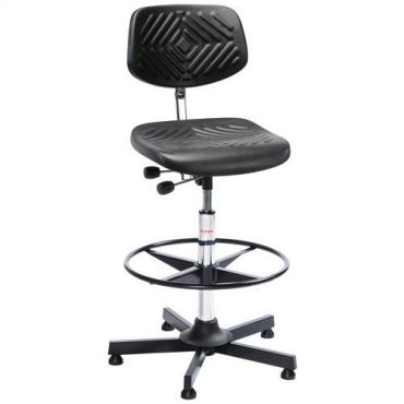 Global Professional Seating - Korkea teollisuustyötuoli Prestige - Polyuretaani Musta - Säädettävä korkeus 62-87cm 110kg