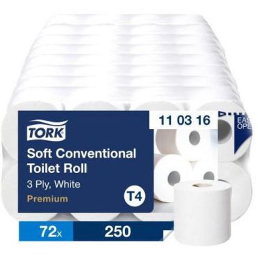 Tork - Pehmeä 3-kerroksinen WC-paperi 250 arkkia/rulla valkoinen ympäristöystävällinen