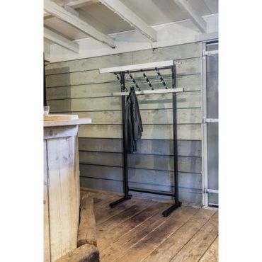 Gardelux By Hermeta - Vaateteline koukuin 40E yksipuolinen - Musta 175x120x50 cm - Alumiini/Teräs 4 pyörää